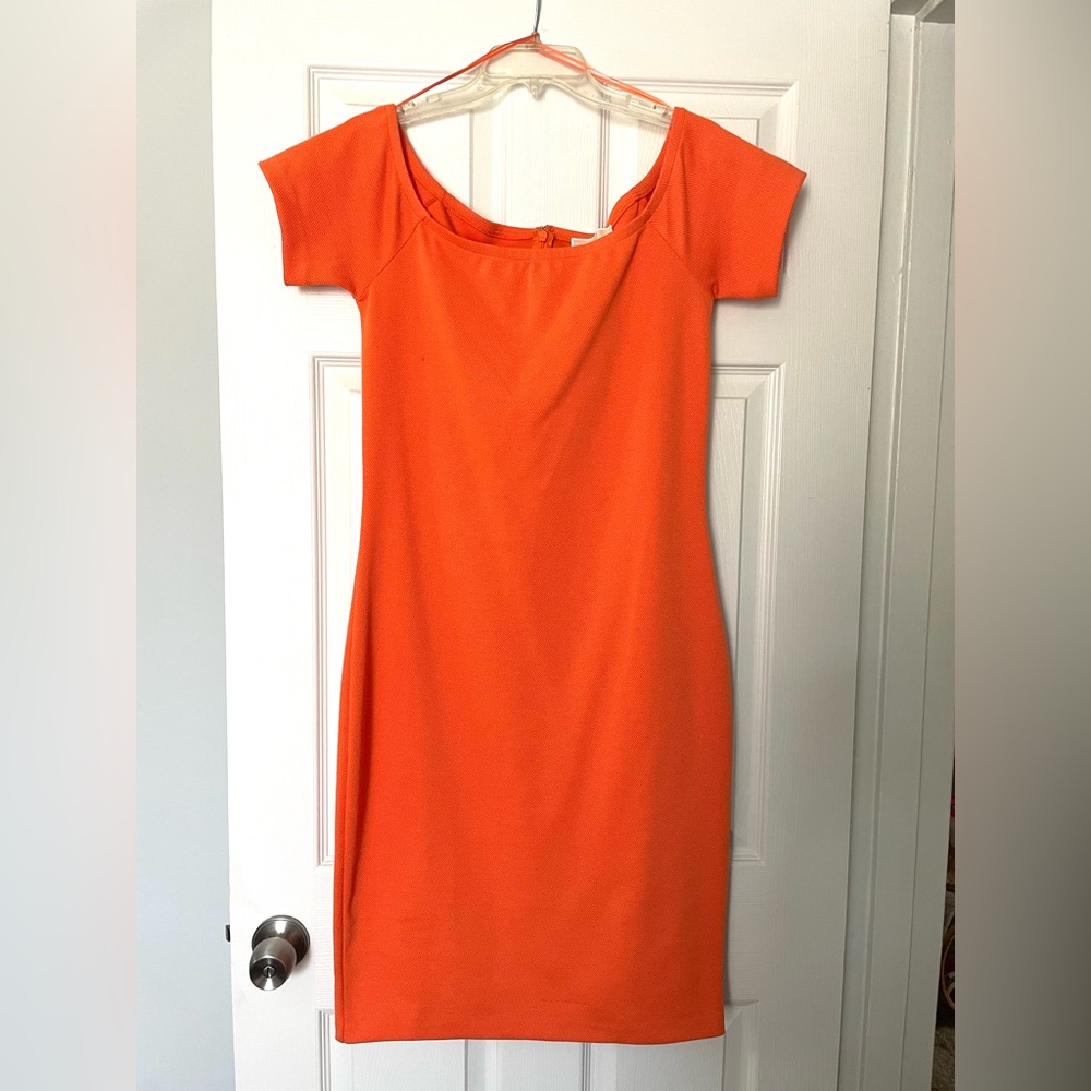 Michael Kors Vibrant Orange Asymmetrical Dress